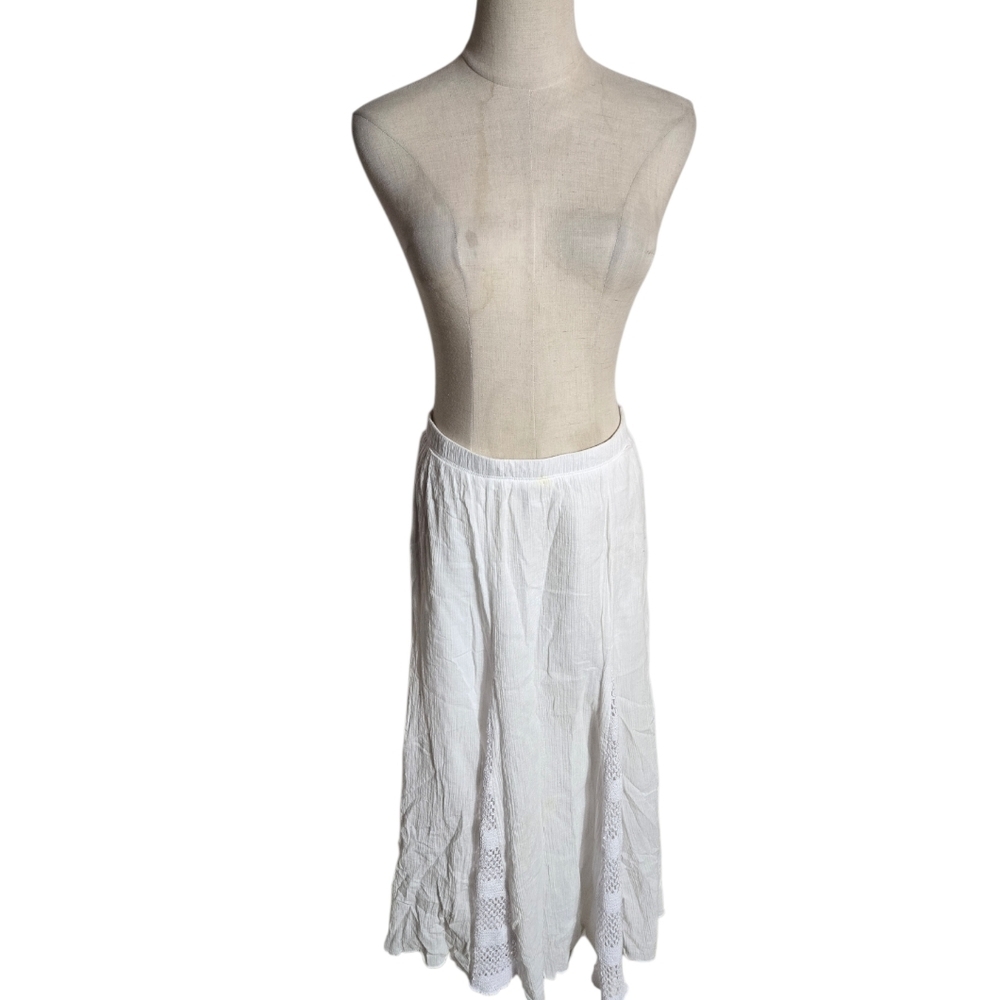 Alfred Dunner White Crochet Panel Midi Skirt